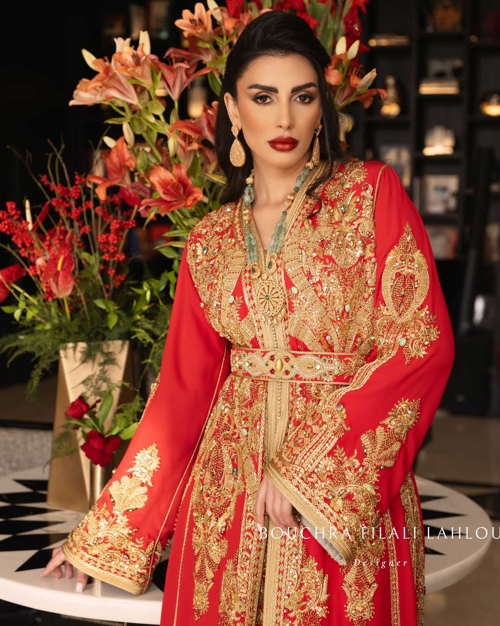 red moroccan dress Red Bedazzled Moroccan Kaftan Dubai Bridal